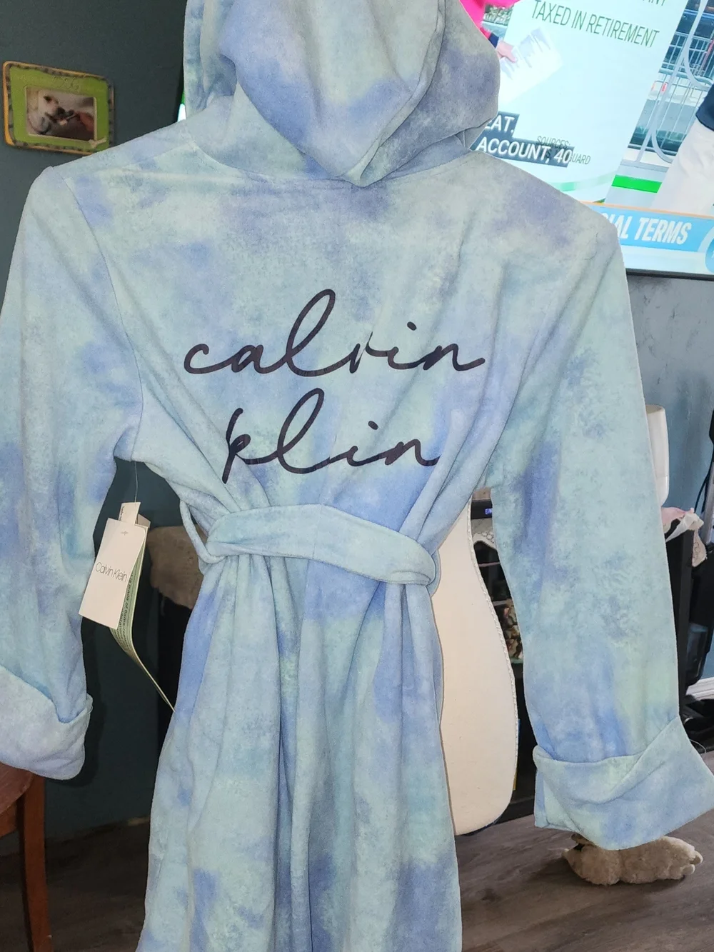 Calvin Klein Plush Tie-Dye Blue Bathrobe Boys/Girls Sz7/8 NWT